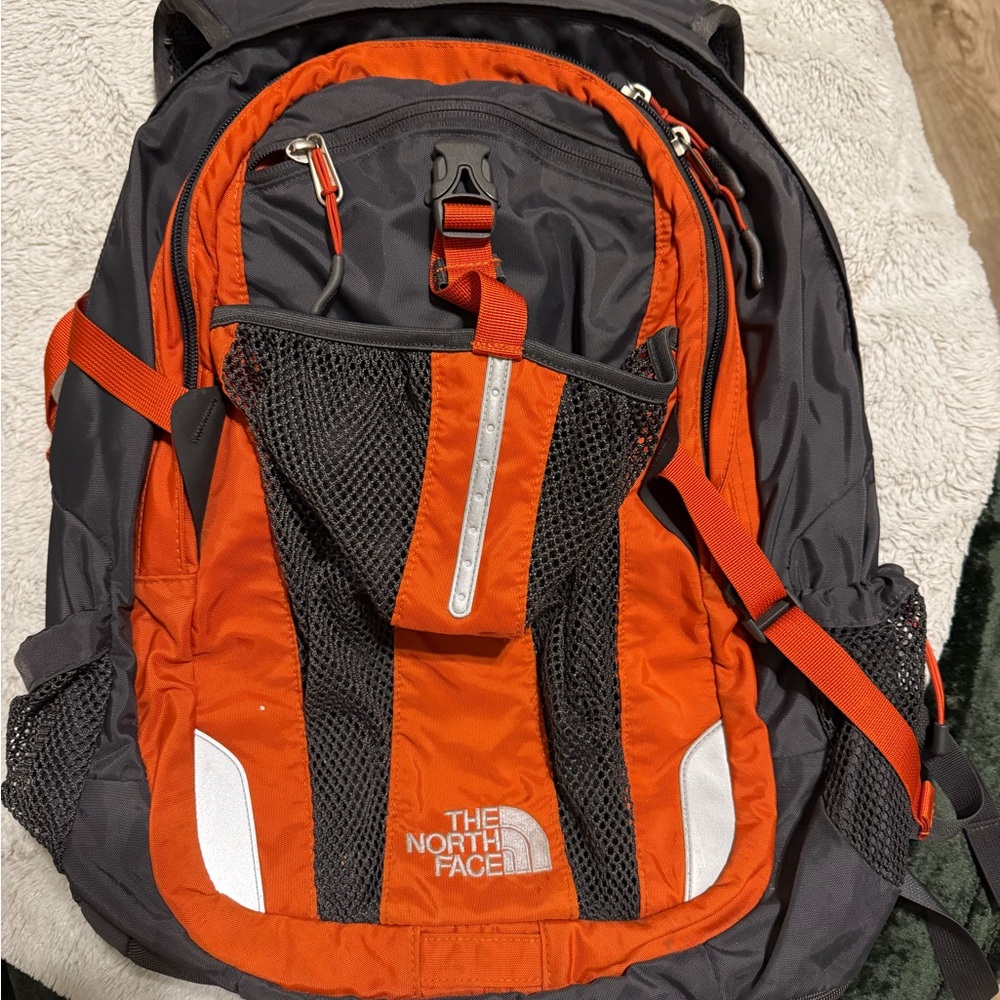 The North Face Men's Orange and Black Backpack